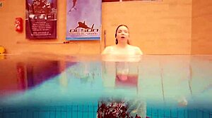 hot petite polish teen marketa strips bikini underwater at pool