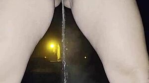 Peeing Outside Cold Night Wet Pussy