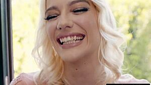 Naughty blonde Kenna James drilled rough doggystyle by Ryan Driller after throat fuck