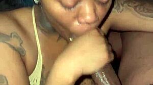 curvy ebony stripper begs facial but takes sloppy creampie load