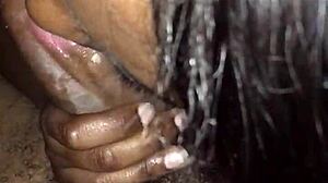 young black teen gags on sloppy deepthroat spitfest