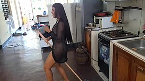 Hey, check this leaked vid of mexican influencer kitchen broom fuck!