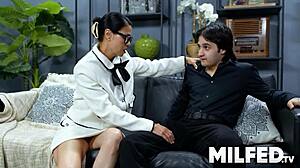 Hot Stepmom Seduction Helps Horny Stepson Cum