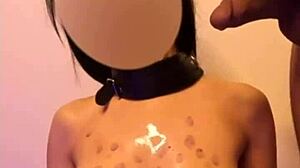 master drips hot wax on submissive in roleplay