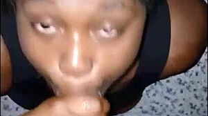 he unloads cum on her lips but she sucks every drop more sloppy!