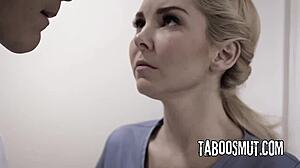 petite blonde teen rides masseuse cowgirl while husband watches threesome