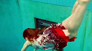 hot petite polish teen marketa strips bikini underwater at pool