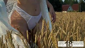 my18teen cute redhead walks field fingers wet tight pussy