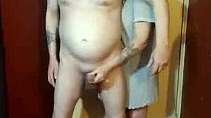 Blindfolded girlfriend Kelly humiliates naked me on cam to big cumshot