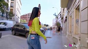 Shameless Latina Valen Pink Rides Cowgirl Bent Over Doggystyle Public In Madrid
