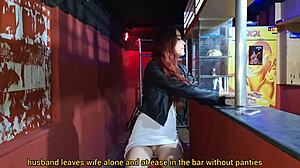Wife boldly fucks stranger in dirty bar bathroom