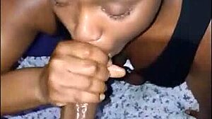 he unloads cum on her lips but she sucks every drop more sloppy!