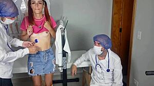 will gynecologists rip clothes for first-time patient's redhead pussy exam?