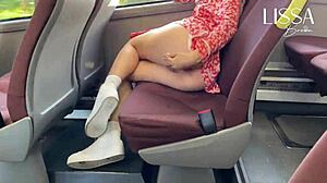 Hot Latina Flashes Tits and Wet Pussy While Masturbating on Crowded Public Bus