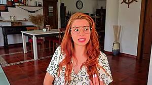 i finally fuck my sexy redhead co-worker in my wife's bed homemade pov cumshot