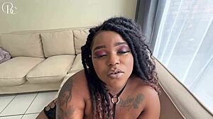 Pretty Black Girl Pounds Ass on White Guy's Cock in Wild Interracial Anal Session