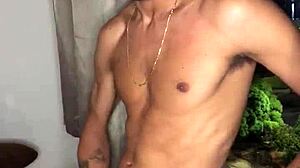 Tattooed Boy Jerks Hard Window Creampie Handjob Orgasm