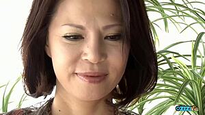 japanese granny heats up fingering her hairy pussy at young erection sight