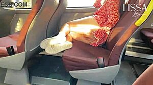 Hot Latina Flashes Tits and Wet Pussy While Masturbating on Crowded Public Bus