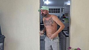 My half-sister studies bare pussy under her desk taboo tease