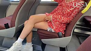 Hot Latina Flashes Tits and Wet Pussy While Masturbating on Crowded Public Bus