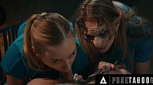 Hey nurse, wanna suck these three tits while patient drills your throat?