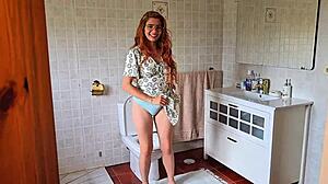 i finally fuck my sexy redhead co-worker in my wife's bed homemade pov cumshot