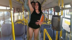Student fucked rough in public bus by huge cock