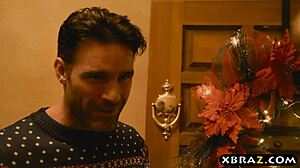 Stepmom Squirts Wildly on Stepson's Cock Christmas Eve