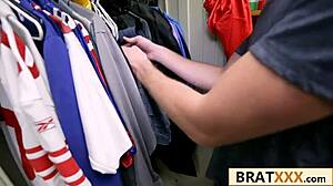 Tiny College Teen Dominated By Huge Quarterback In Dorm