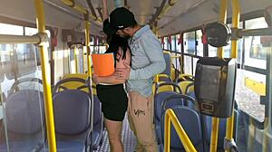 Student fucked rough in public bus by huge cock