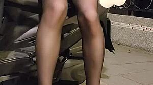 shemale office lady ting xuan eggs outdoor in heels