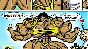 Stacy battles Carla in intense female muscle growth showdown