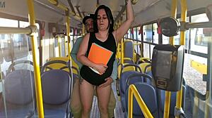 Student fucked rough in public bus by huge cock