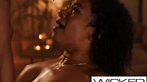 hot brunette babe deepthroats then gets fucked sideways at parlor