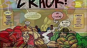 Stacy battles Carla in intense female muscle growth showdown