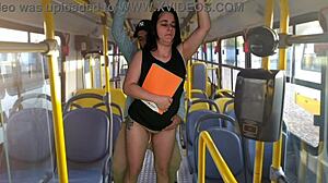 Student fucked rough in public bus by huge cock