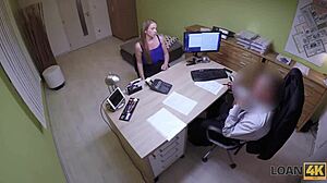 blonde walks into loan office begging for cash through wild outdoor fucking
