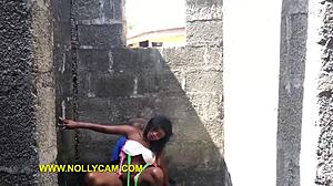 ebony group bangs wet black pussy on street