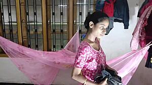 curvy indian bhabhi screams from delivery lad's bathroom assfucking pounding