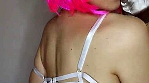 i love masturbating with my big natural tits out and kitty mask on bed