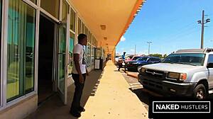 blonde gilf lexi cougar sucks thick black cock outside