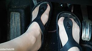 pumping hard in sexy birkenstocks close up