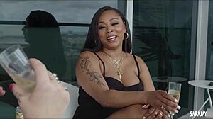 Porsha Carrera Sucks While Sara Jay Kisses in Lesbian Toy Squirt Fest