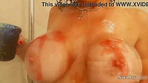 sara jay bounces her soapy bubble ass in sexy lingerie ride