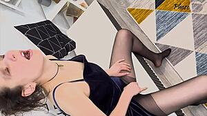 brunette in black pantyhose begs for deep ass pounding