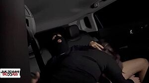 big ass latina bitch rides cock moaning till creampie in backseat