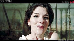 Sara Bell gangbanged double penetrated on farm outdoors