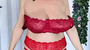 granny mariaold huge natural tits in red stockings homemade