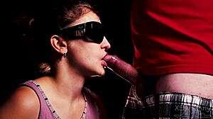 blind girl taste my friend's hot cum surprise?